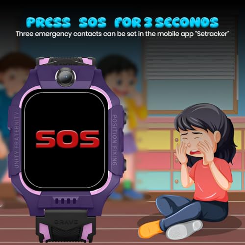 Image of GameSir Q18 Kids Smart Watch, 2G /3G Connectivity, Voice Calling, GPS Tracker, Two-Way Calling, SOS Function, Camera & Water Rasistence, Smartwatch for Kids - Boys & Girls - (Purple)
