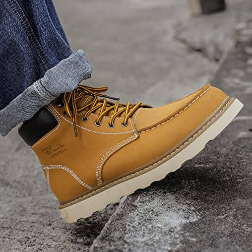 Image of MENS Work Boot High-tops Slip Resistant Protective Leather Shoes Outdoor Sports Fluffing Warm Shoes In Winter Cotton-padded Shose.