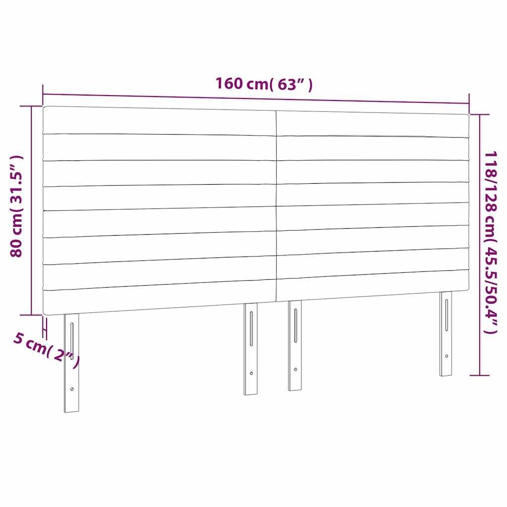 Zagłówek LED, ciemnozielony, 160 x 5 x 118/128 cm, aksamitna tapicerka, regulacja wysokości, z możliwością przycięcia, do sypialni, zagłówek łóżka