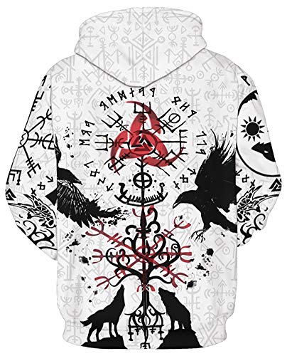 ENLACHIC Men's Viking Tattoo 3D Digital Print Hoodies Pullover Sweatshirt2