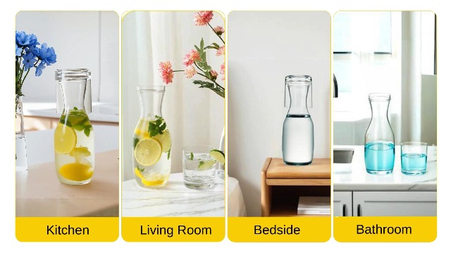 Lily's Home Bedside Night Water Carafe with Tumbler Glass, Easy