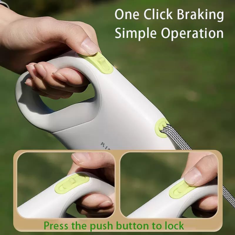 Miniatura 5 de Retractable Dog Leash - No Tangle Design, 16FT Reflective Rope Body, One-Handed Brake & Lock, Perfect for Walks, Outdoor Adventures & Gift (White)