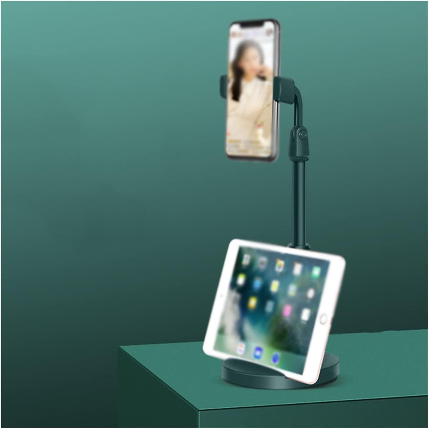 Dual Card Slot Phone Holder Strong Bearing Capacity Desk Bracket Multi-Function (Color : Green) : Office Products