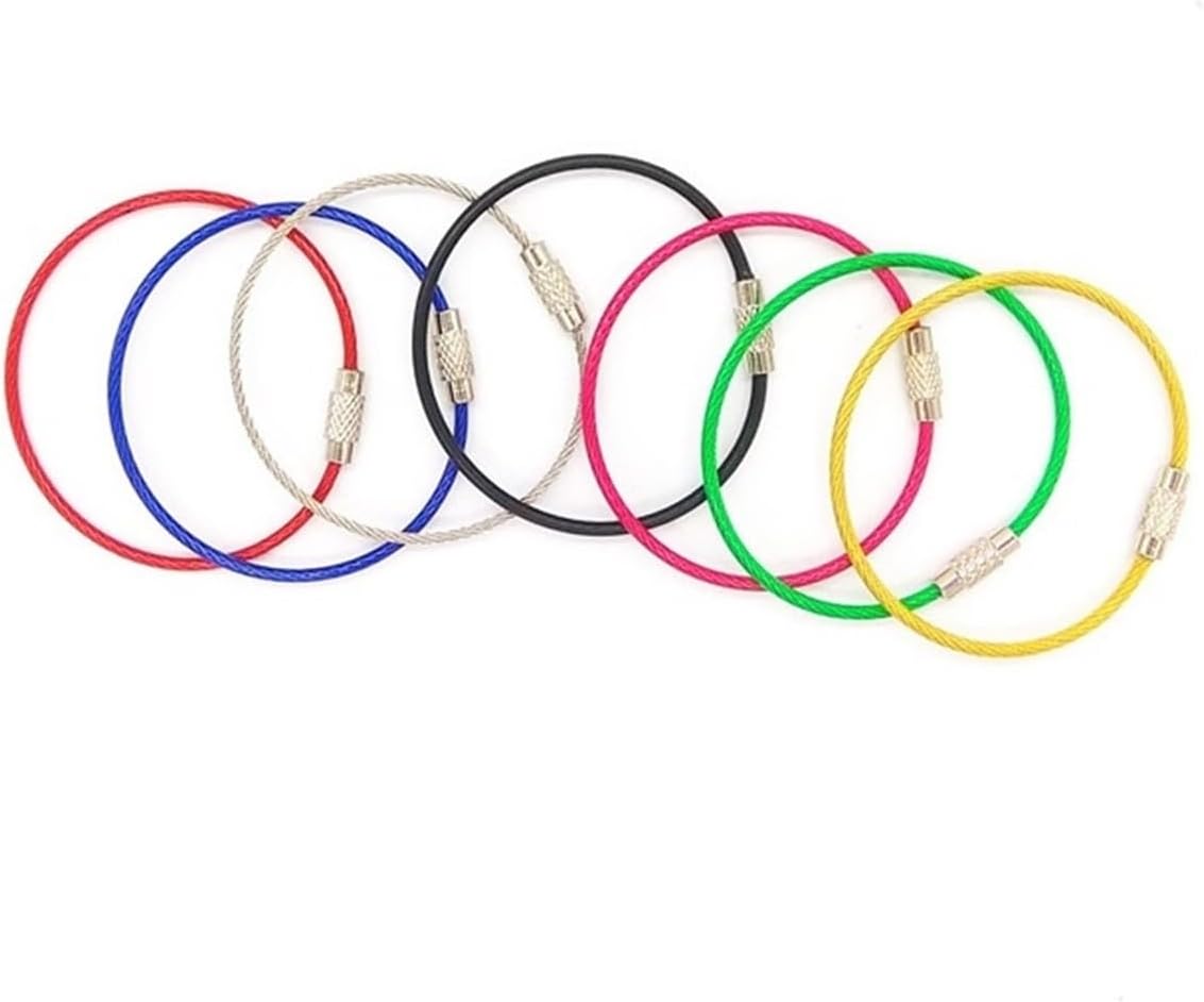 10 Pcs Colorful Stainless Steel Wire Rope Key Rings for Home Decoration Key Accessories (Mixing Colors, 600mm)