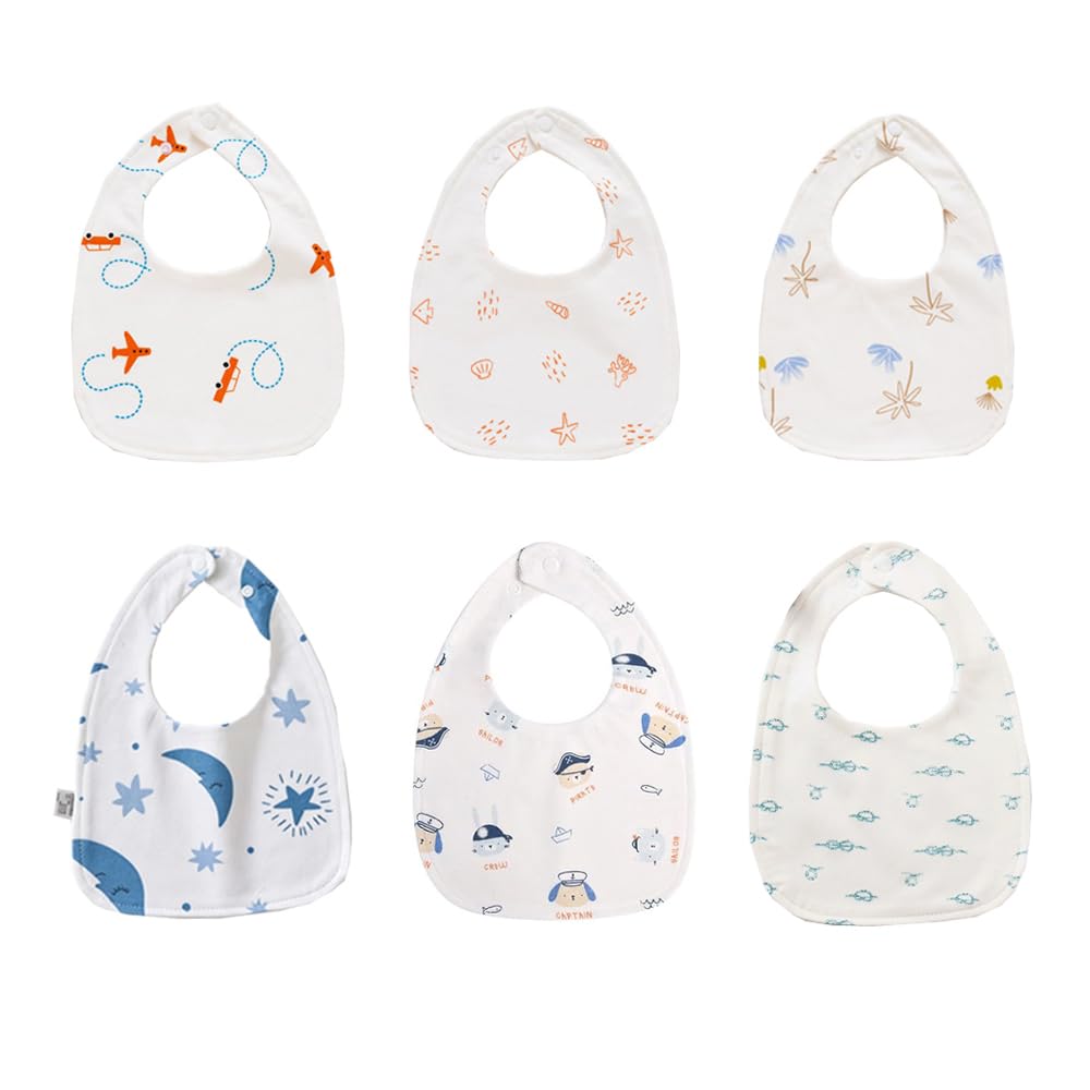 Oaygat 6-Pack Baby Bandana Dribble Bibs Adjustable & Ultra Absorbent Soft Drool Bibs with Snaps Suitable for Newborns & Toddlers Aged 0-36 Months โ image 1