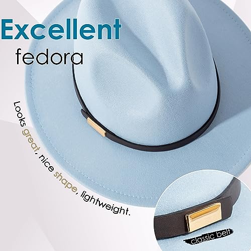 Image of Fedora Hats for Men Wide Brim Panama Hat with Classic Belt