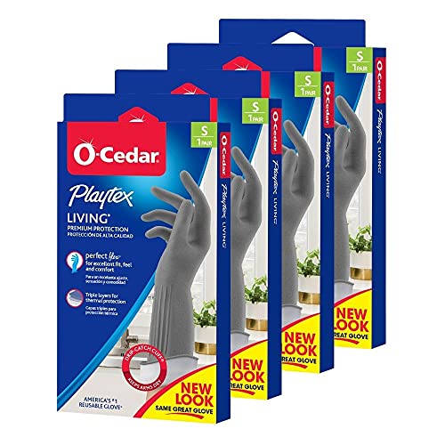 PLAYTEX Living Reuseable Rubber Cleaning Gloves, Color May Vary (Small, Pack - 4)