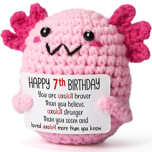 WEYON 7 Year Old Girl Birthday Gift Ideas, Mini Crochet Axolotl Plush for 7th Birthday...
