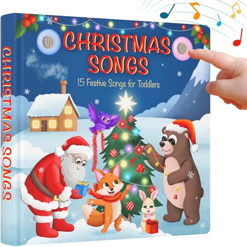 LEARNING BUGS Christmas Songs – Sing Along with 15 Festive Holiday Tunes, Musical Book for Toddlers, 28-Button Music Book, Musical Toys for Toddlers...