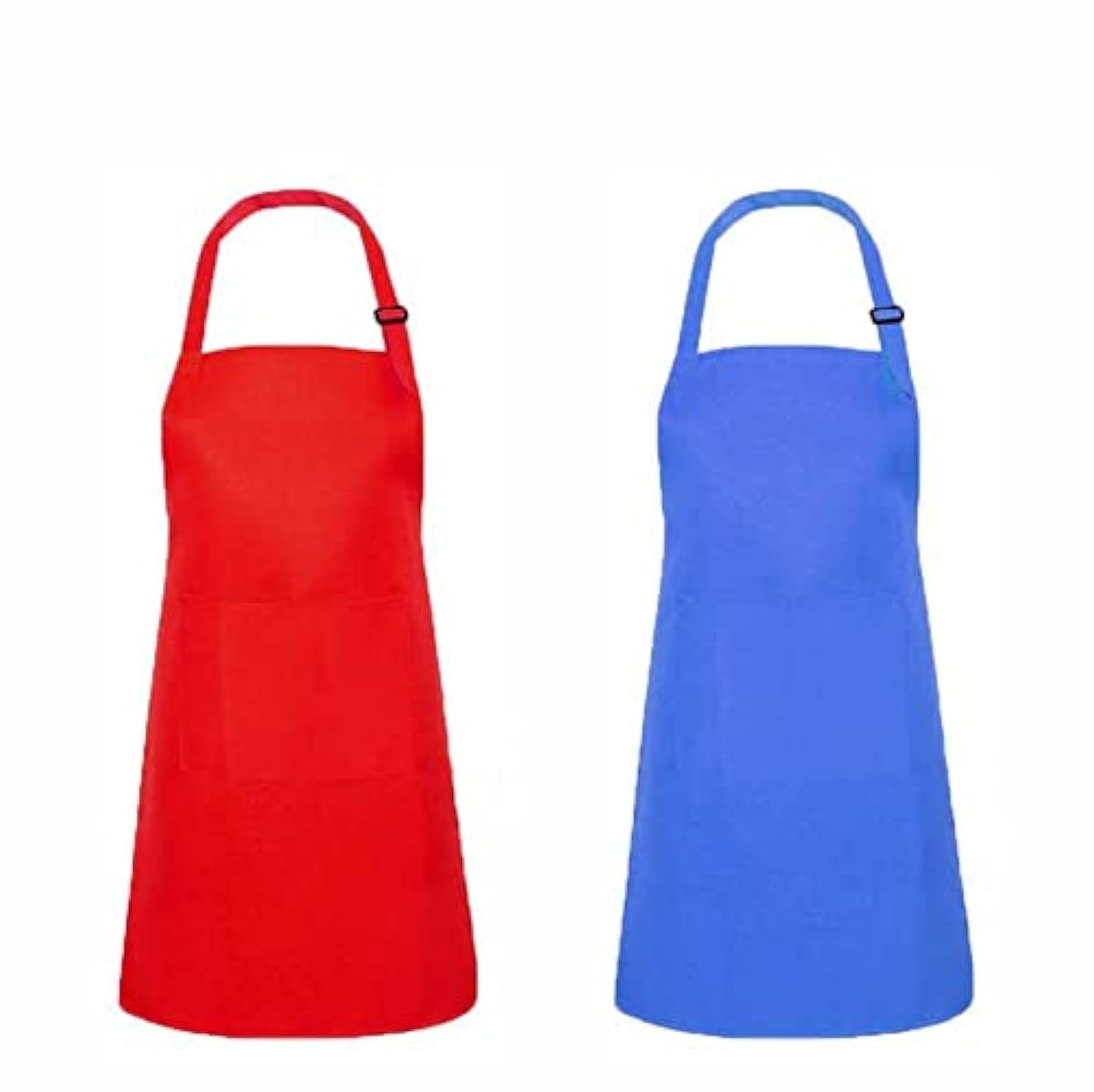 DDSHUN Kids Apron Kids Chef Outfit Apron Children Painting Aprons Adjustable Chef Apron for Kitchen Cooking and Baking Wear Painting BBQ for Boys Girls - 2PCS (Red + Blue