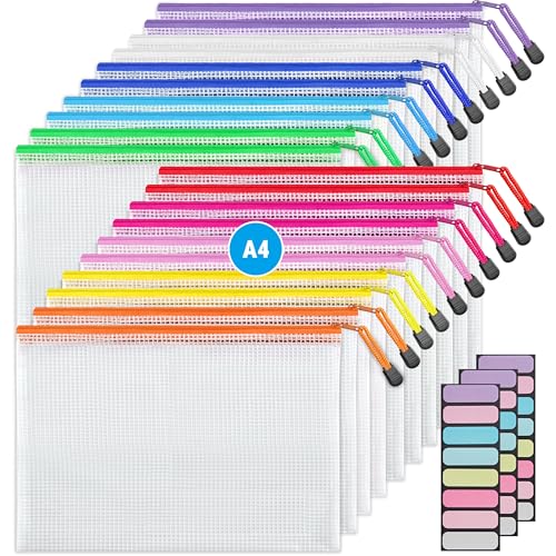 Image of JARLINK A4 20pcs Mesh Zipper Pouch Bag, Waterproof Zipper Pouch for Storage
