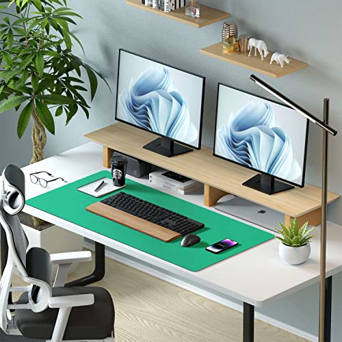 Image of Aothia Leather Desk Pad Protector,Mouse Pad,Office Desk Mat, Non-Slip PU Leather Desk Blotter,Laptop Desk Pad,Waterproof Desk Writing Pad for Office and Home (23.6 inch x 13.7 inch, Vivid Green)