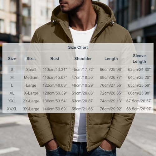 Mens Puffer Jacket with Hood Lightweight Long Sleeve Warm Winter Coats - image 4