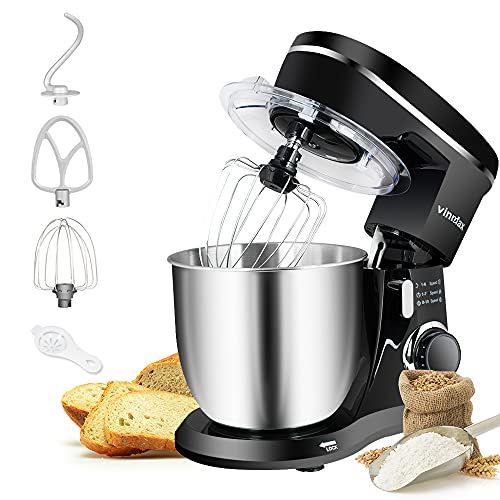 Stand Mixer, 2022 New Upgrade Food Mixer Electric Kitchen Mixer 5.5QT Stainless Steel Bowl 400W 10-Speed Control Dough Mixer with Dough Hook, Whisk & Beater (Black)