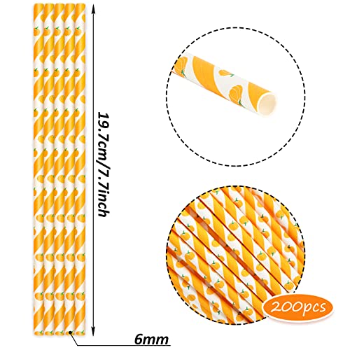 Pitillos de Papel Desechables 200 unidades Naranja Blanco miniatura 2