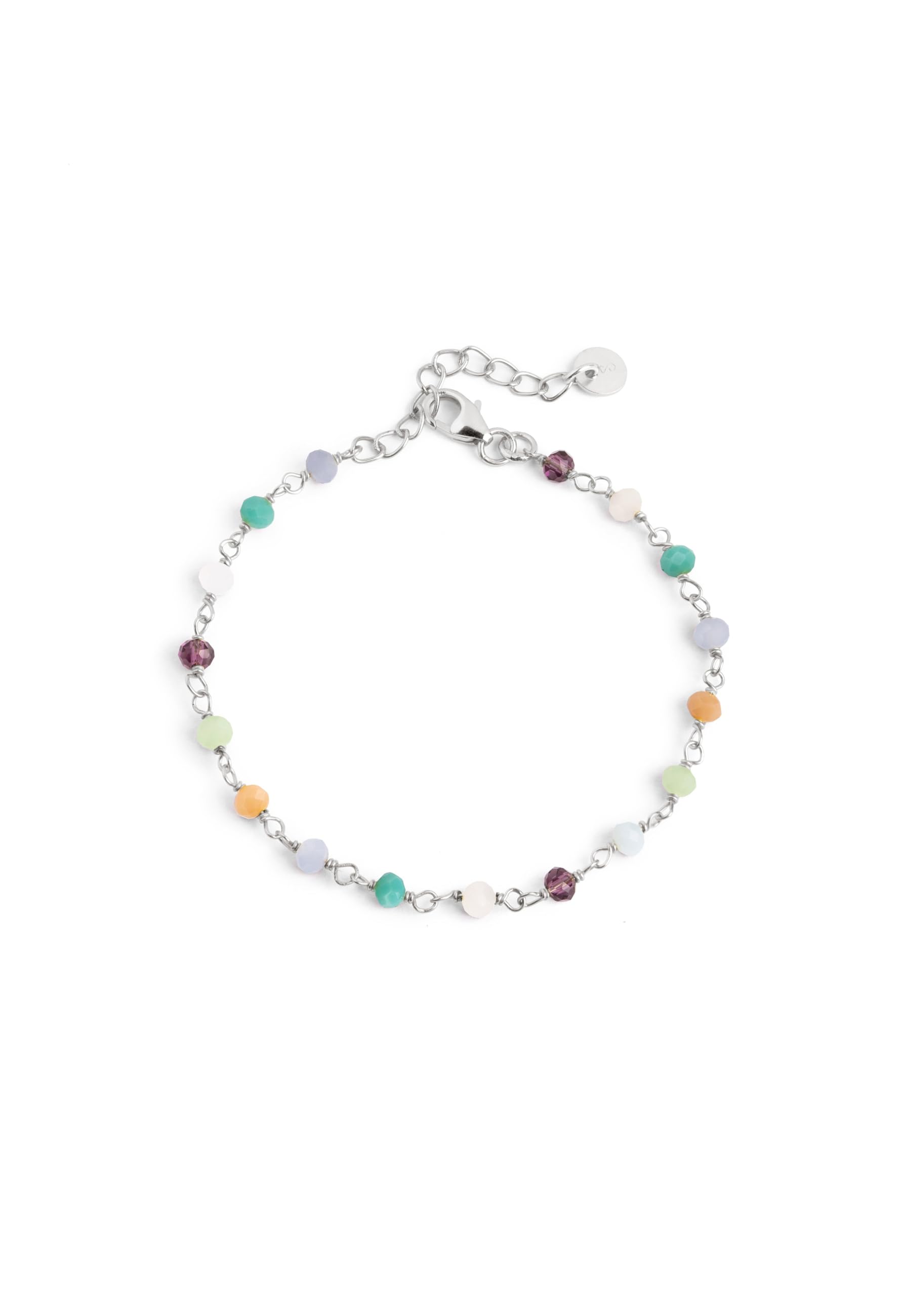 SINGULARU Pulsera Crystals Colors - Pulsera en Plata de Ley 925 con Acabado Baño de Oro de 18 Kt. O Rodio - Talla Unica - Largo de cadena 19.5 cm - Joyas para Mujer - Varios Acabados