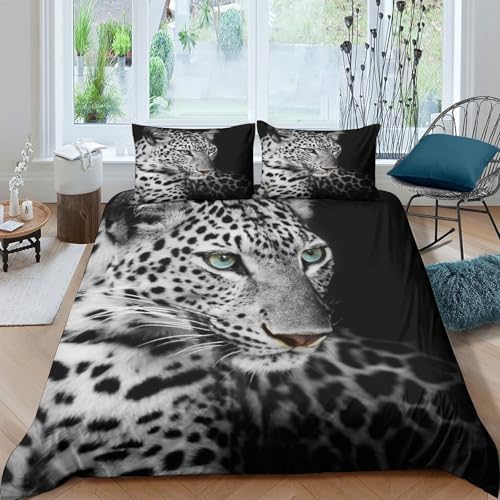 Parure de lit léopard 140x200 avec housse de couette single en microfibre - 4