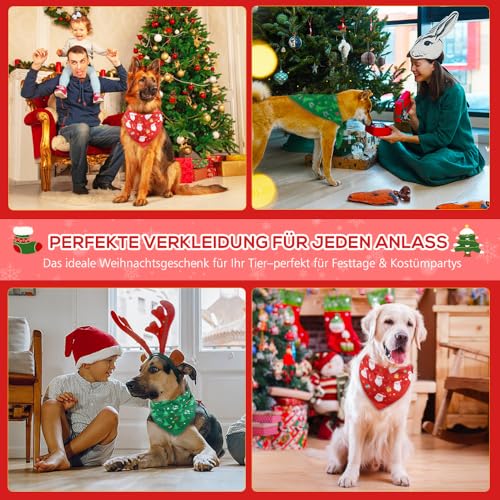 SZEE 2 Stück Hundehalstuch Weihnachten,Hunde Bandana-Festliches Halstuch für Hunde & Katzen mit Santa- und Tannenbaum-Motiv, Weiches Kopftücher Waschbarer Hundehalstücher, Ideale Haustiergeschenk, XL
