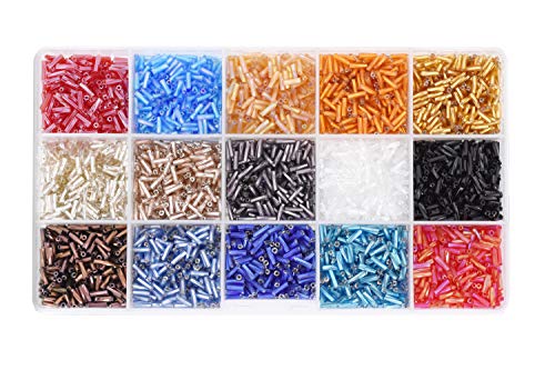 Image of Mandala Crafts Glass Seed Beads for Beadwork - 5400 Pcs 2 X 6mm Rainbow Twisted Bulge Small Rocaille Beads for Jewelry Making, Necklace Bracelet Earring Craft Supplies