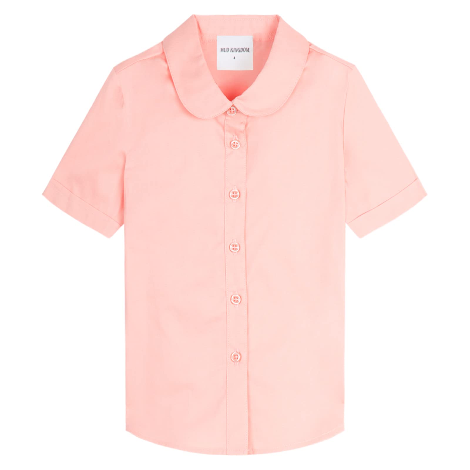 Mud Kingdom Girls Short Sleeve Shirt Peter Pan Collar School Uniform Poplin Blouse