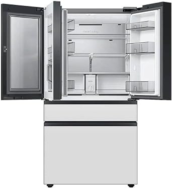 Samsung 29 Cu. Ft. Bespoke 4-Door French Door Refrigerator with Beverage Center, White Glass, RF29BB860012AA