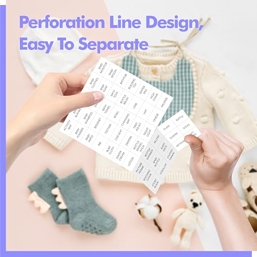 Image of Baby Shower Bingo Game, 50 Bingo Cards Perforated Calling Cards Bingo Games for Baby Shower, Bridal Wedding Shower (White)