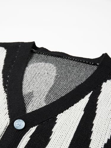 SHENHE Men's Graphic Sweater Button Down Long Sleeve V Neck Cardgian Sweater Streetwear3