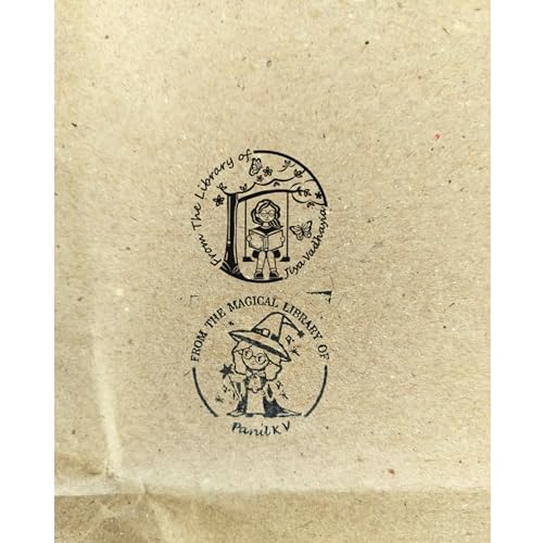 Image of Kunya Personalised Book Stamp with Your Name(3.5 cm Dia), customised for Stamping Books for Readers, Great Gift for booklovers, Kids, Teachers (Swinging Girl)
