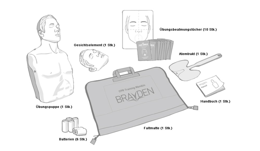 Brayden Manikin LED Blutfluss HLW Reanimationspuppe CPR Wiederbelebungspuppe Set