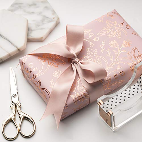 RUSPEPA Gift Wrapping Paper Roll - Rose Gold en Pink Set - 4 rollen - 76cm X 305cm per rol - Afbeelding 6