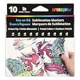 Artesprix Iron-on-Ink Markers for Sublimation Printing & Drawing, Pastel Color Chisel Tip, 10 Color Set
