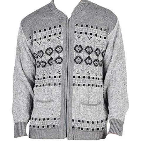 Bellisimo Mens Argyle Cardigan (Grey, Medium) Cover