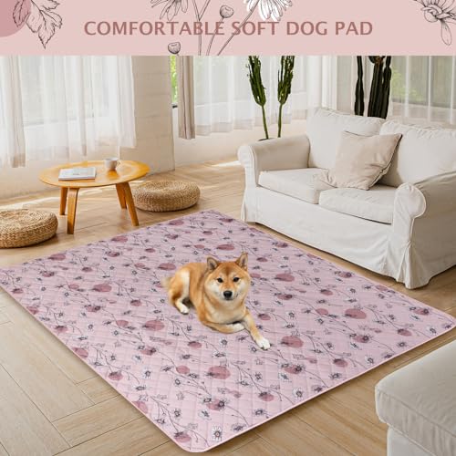 Image of IEUUMLER Washable Pee Pads for Dogs, 1 Pack Non-Slip & Waterproof Pack Whelping Pad, Reusable Washable Puppy Potty Training Pad with Fast Absorbent for Playpen EU007 (Pink Daisy, 48 inchX48 inch-1pcs)