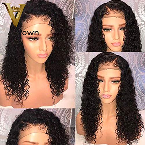 ALI V Hair Full Lace Wig For Black Women Glueless Lace Front Human Hair Wigs with Baby Hair Bleached Knots（10inch Lace front wig with 130% density）