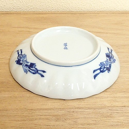 Amazon.co.jp: 藍丸紋菊型5.0皿 中皿 和皿 和食器 業務用 美濃焼