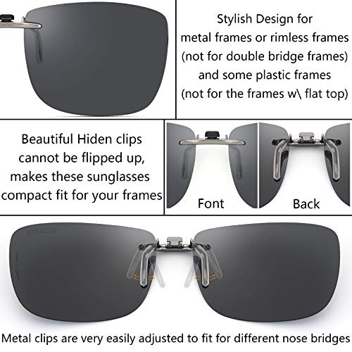 Caxman Polarized Clip On Sunglasses Over Prescription Glasses For Men Women Compact Fit Grey Lens Extra Large Size Uv Protection #TOP2