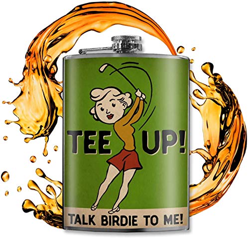 Talk Birdie to Me - Golf Flask for Men & Women, Birdie Flask, Birdie Juice Flask for Men & Women, Golf Gifts for Men, Groomsmen Gifts, 8oz Stainless Steel Flask, Trixie & Milo