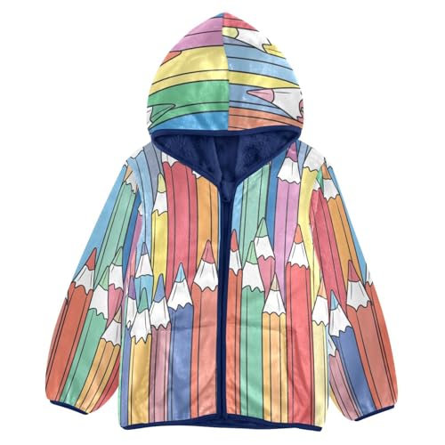 Color Pencils Girls Fleece Jacket Girls Fall Jacket Girls Zip Up Hoodie Girls Sherpa Jacket 2-10T