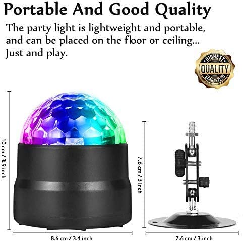 Etmury Disco Ball Party Lights, RBG Disco Light Sound Activated LED Strobe Lights Stage Light for Home Car Room Parties Kids Birthday Wedding Show Club Pub with Remote