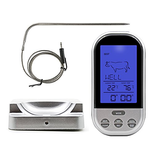 Bearhoho Wireless Digital Meat Cooking Thermometer and Timer, Instant Read Thermometer for Grill, BBQ, Oven, Smoker, Kitchen with Stainless Steel Probe(White) by Bearhoho Cover