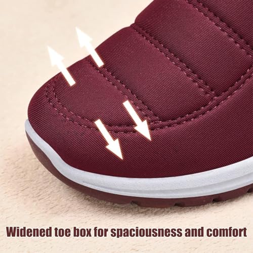 Women's Warm Sheepskin-Lined Boots, Winter Women's Casual Slip-On Warm Boots, Orthopedic Walking Fur Fuzzy Thermal Soft Booties,Wide Warm Arch Support Shoes3