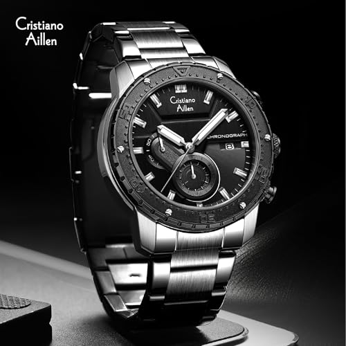 Image of Men's Analog Chronograph Watch for Men with Date Display, Luminous Hands, Water Resistant, Black Dial, Stainless Steel Strap, Casual & Formal Wrist Watch