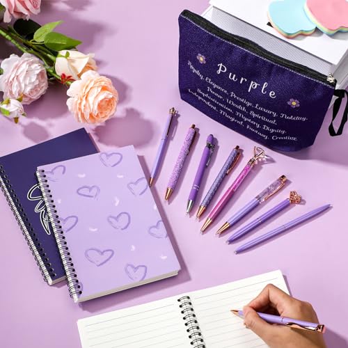 Carnet de motivation à spirale violet et accessoires pour rester positif