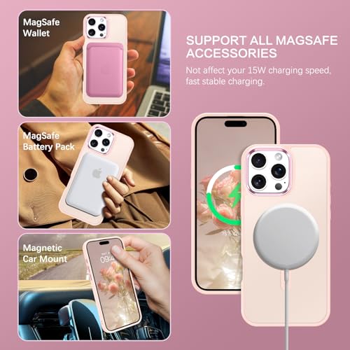 Image of BENTOBEN for iPhone 16 Pro Case [Compatible with Magsafe] Magnetic Matte Phone Case iPhone 16 Pro Translucent Slim Thin Shockproof Women Men Protective Cover Cases for iPhone 16 Pro 6.1 inch 2024, Pink