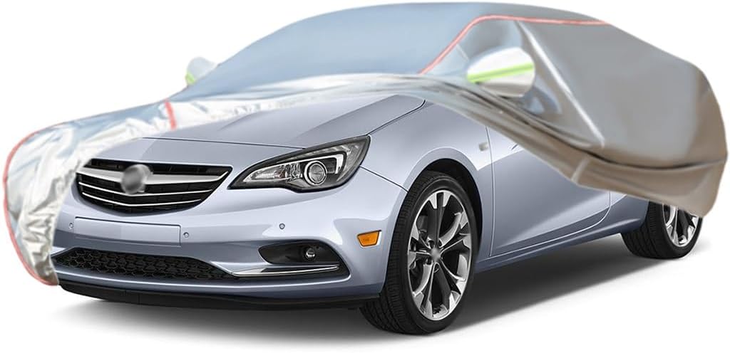 WOLWES Car Covers Are Suitable For Buick Cascada Convertible 2016-2019 All-weather Windproof, Snowproof, Rainproof, UV-protected And Breathable All-season Universal With Side Door Zip Oxford Cloth Car