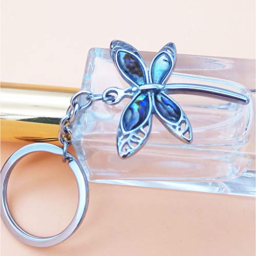 Image of Exquisite Dragonfly Charm Bracelet Abalone Shell Bangle Cuff Antique Silver