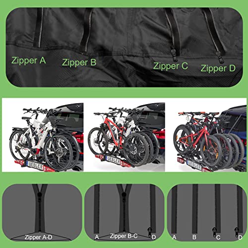 Bike Cover For 2, 3 Or 4 Bicycles Transport, 420D Heavy Duty Ripstop Material, Outdoor Storage Waterproof Bicycle Cover For Car, Truck, Rv, Suv Transport On Rack-All Seasons And Weather Protection #TOP3