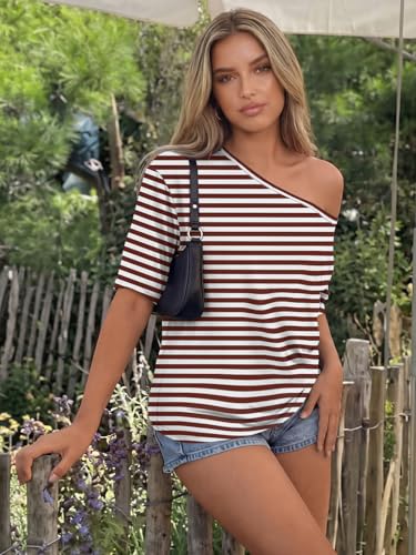 Image of Trendy Queen Womens Off the Shoulder Tops Oversized Summer Spring T-Shirts 2026