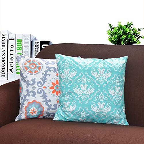 Image of ohello Designer Printed Holland Velvet Throw Pillow Covers 16 inch x 16 inch or 40 x 40 cm Set of 2 - Designer Square Pillow Covers /Cushion Covers for Bed, Sofa,Chair, Bed & Living Area | 005