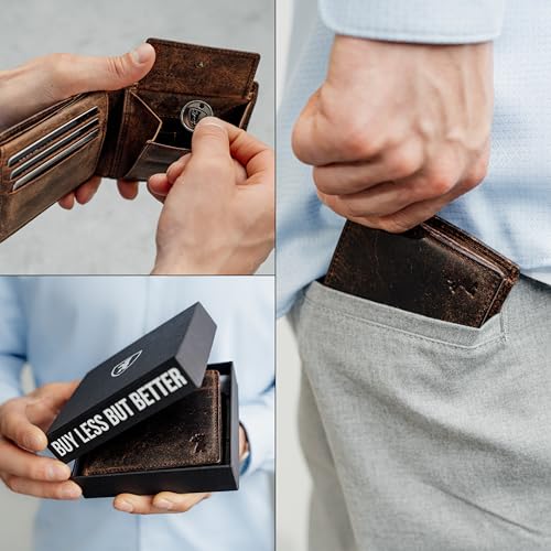 Berliner Bags Vintage Geldbörse Peter, Portmonee aus Leder, Geldbeutel mit TÜV-geprüftem RFID-Schutz, für Herren – Braun